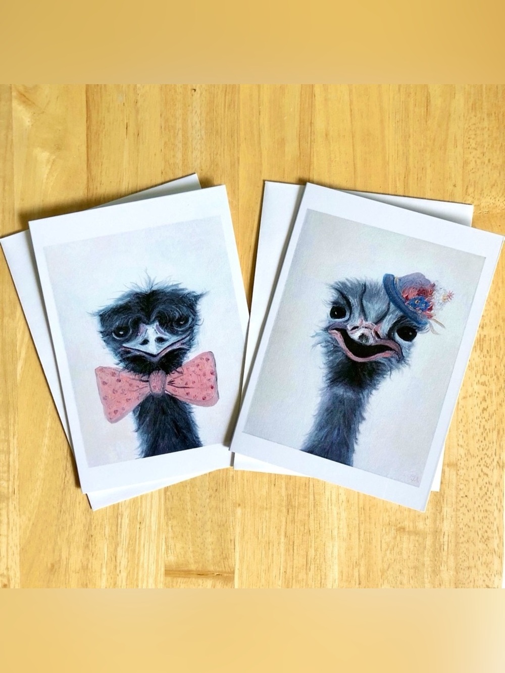 Edwin and Bernadette Blank Inside Note Cards Original Art Prints